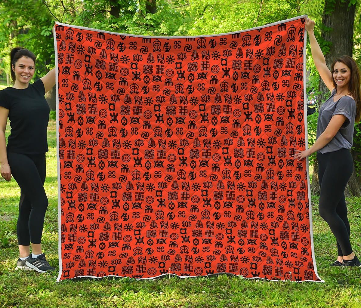 West African Adinkra Symbols Print Quilt