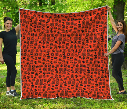 West African Adinkra Symbols Print Quilt