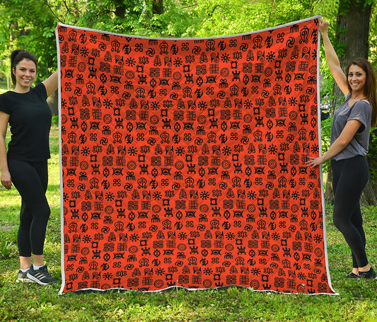 West African Adinkra Symbols Print Quilt