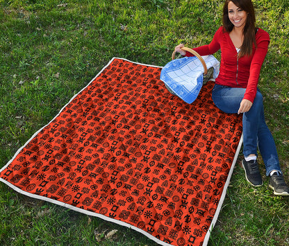 West African Adinkra Symbols Print Quilt