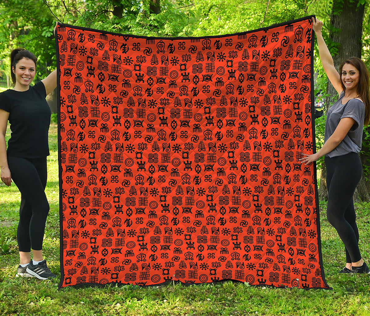 West African Adinkra Symbols Print Quilt