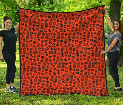 West African Adinkra Symbols Print Quilt