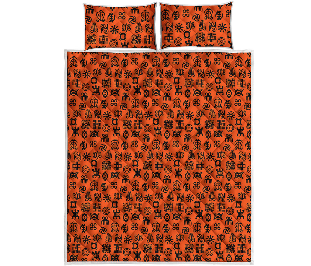 West African Adinkra Symbols Print Quilt Bed Set