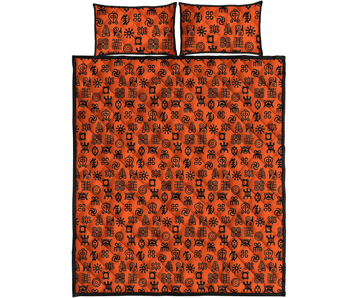 West African Adinkra Symbols Print Quilt Bed Set