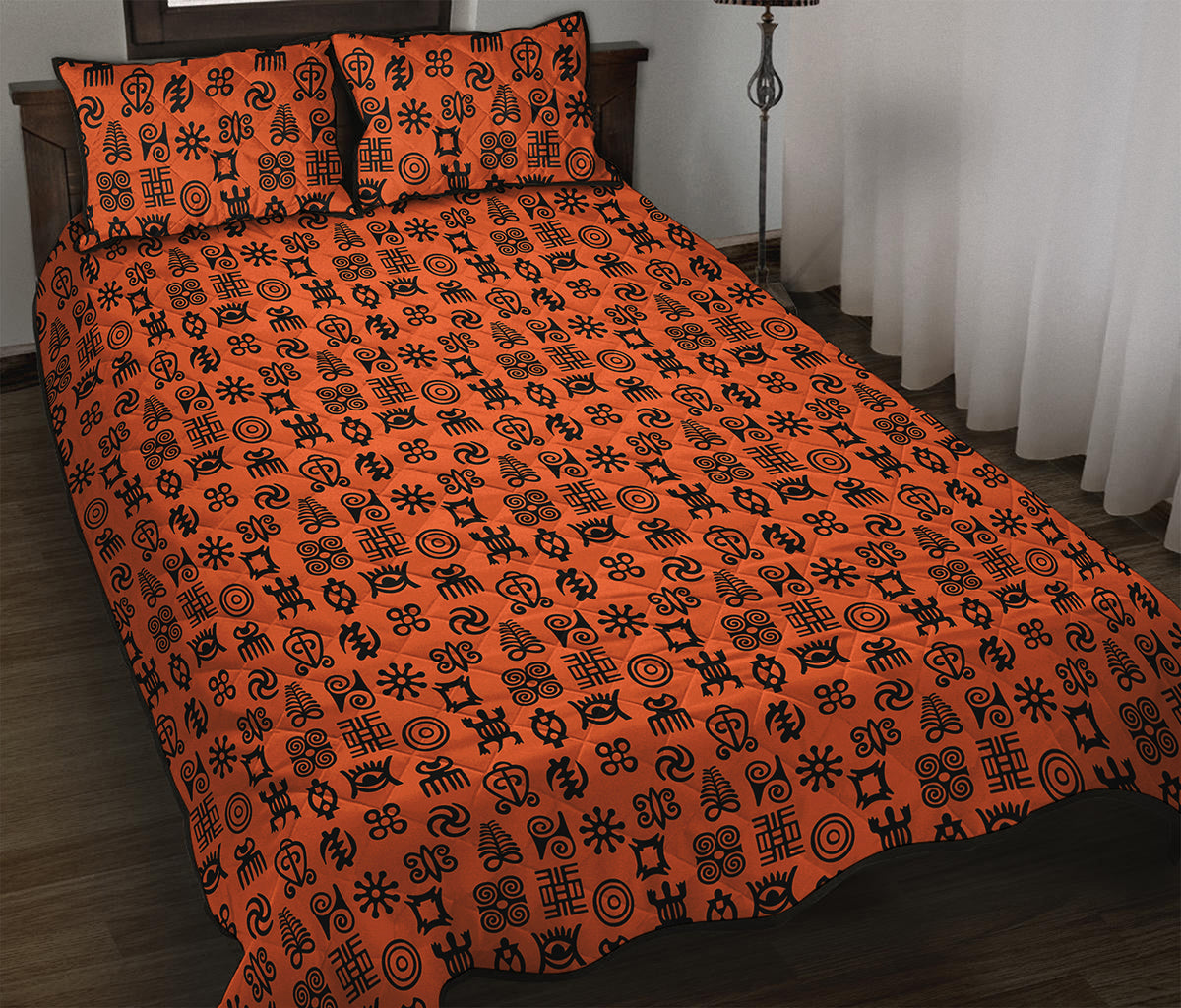 West African Adinkra Symbols Print Quilt Bed Set