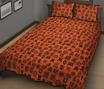 West African Adinkra Symbols Print Quilt Bed Set