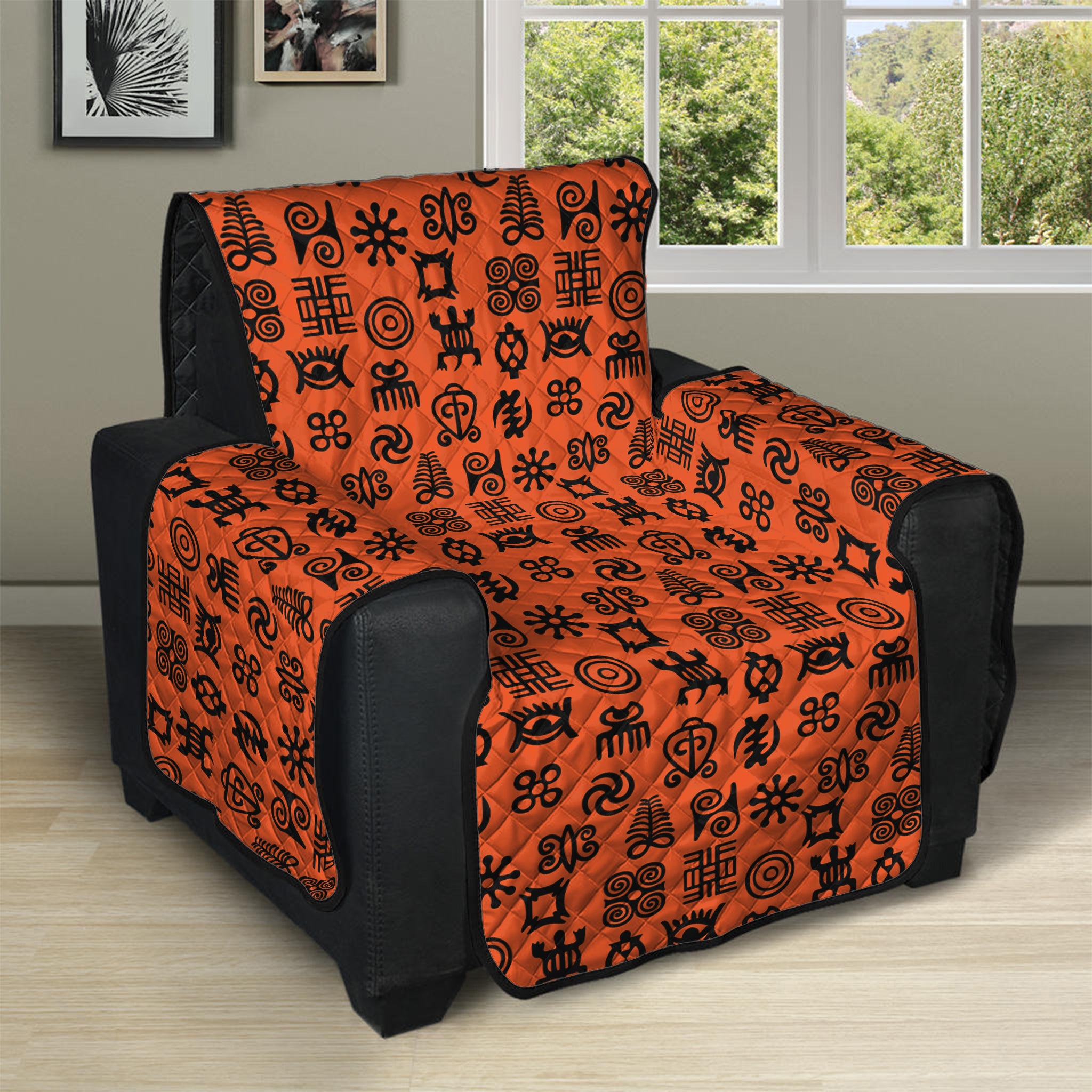 West African Adinkra Symbols Print Recliner Protector