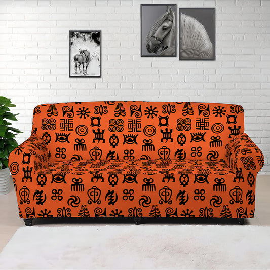 West African Adinkra Symbols Print Sofa Cover
