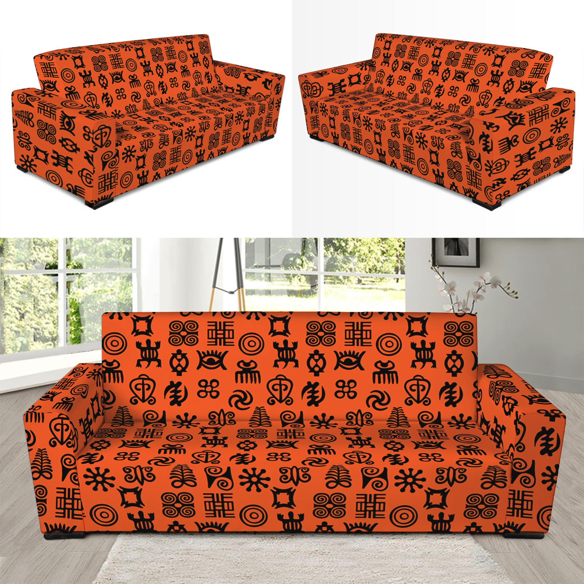 West African Adinkra Symbols Print Sofa Slipcover