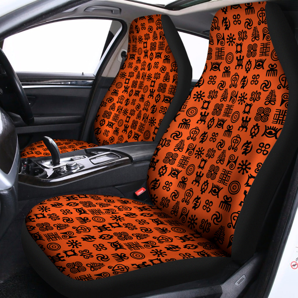 West African Adinkra Symbols Print Universal Fit Car Seat Covers