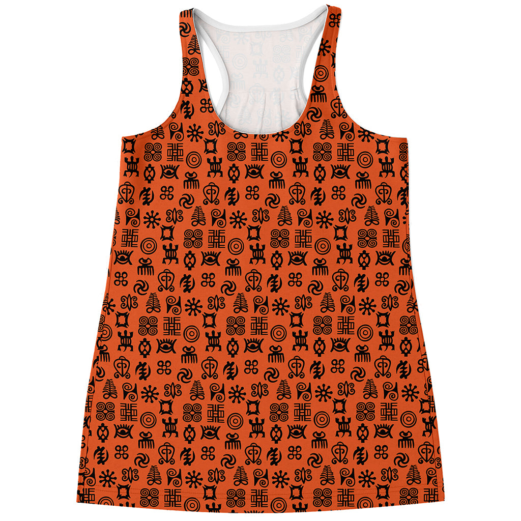 West African Adinkra Symbols Print Women's Racerback Tank Top