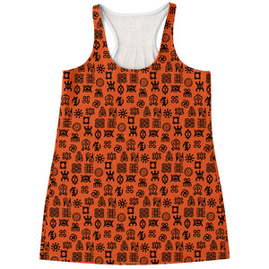 West African Adinkra Symbols Print Women's Racerback Tank Top