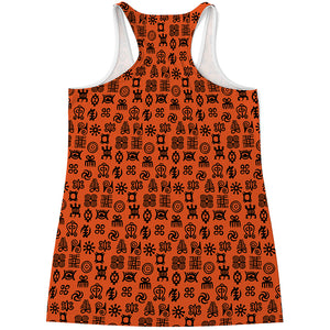 West African Adinkra Symbols Print Women's Racerback Tank Top