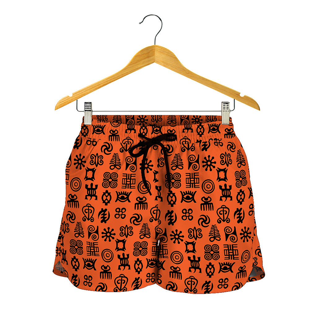 West African Adinkra Symbols Print Women's Shorts