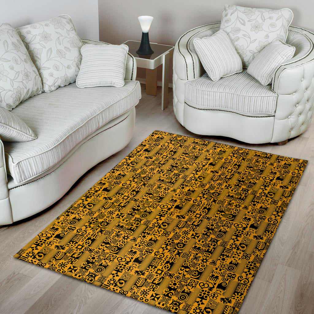 West African Adinkra Tribe Symbols Area Rug