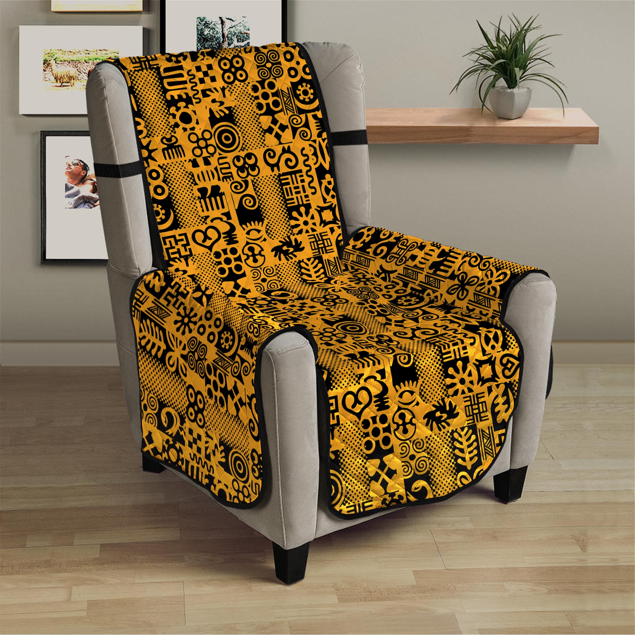 West African Adinkra Tribe Symbols Armchair Protector