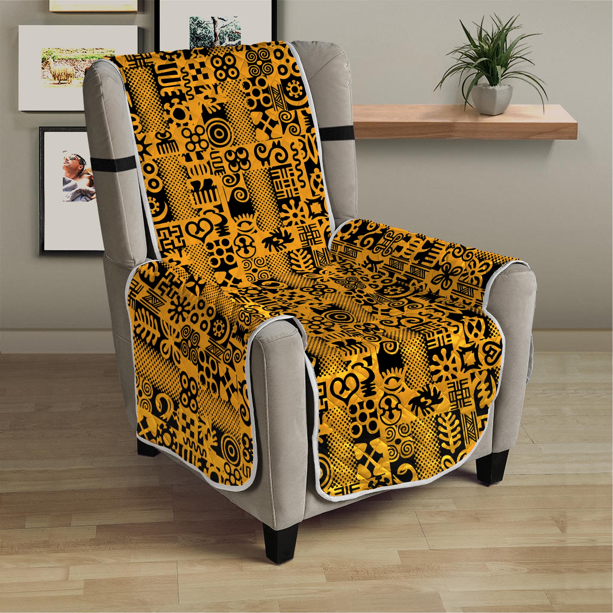 West African Adinkra Tribe Symbols Armchair Protector