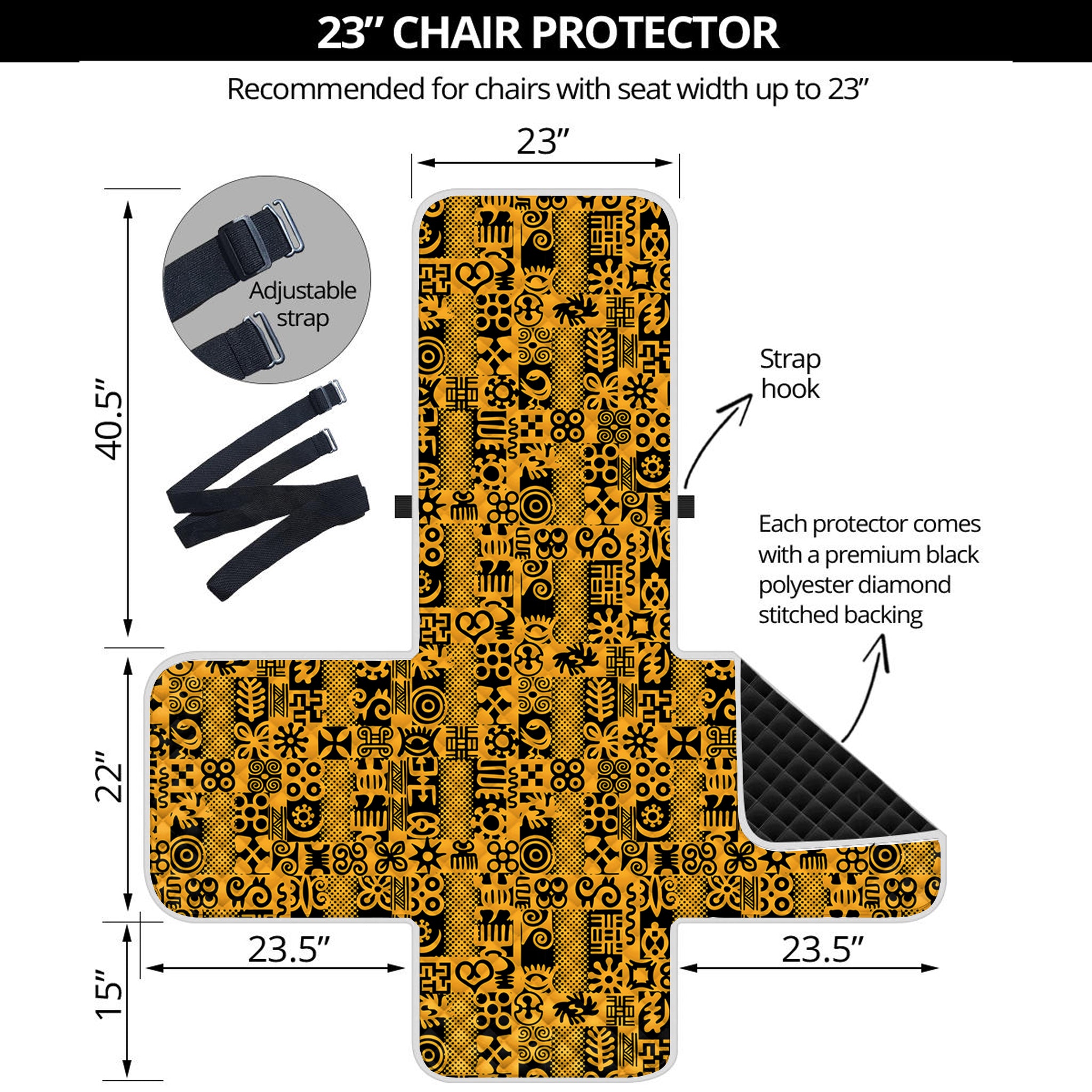 West African Adinkra Tribe Symbols Armchair Protector