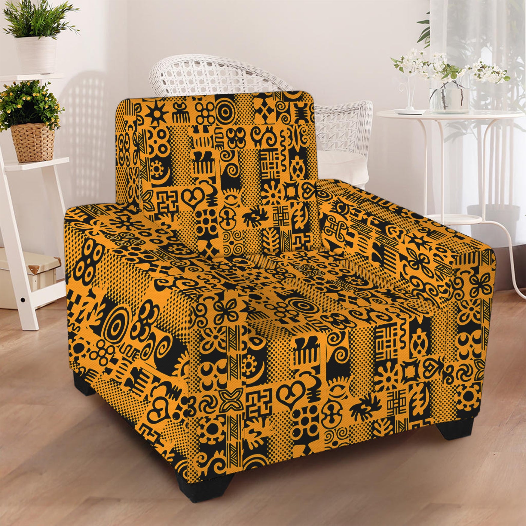 West African Adinkra Tribe Symbols Armchair Slipcover