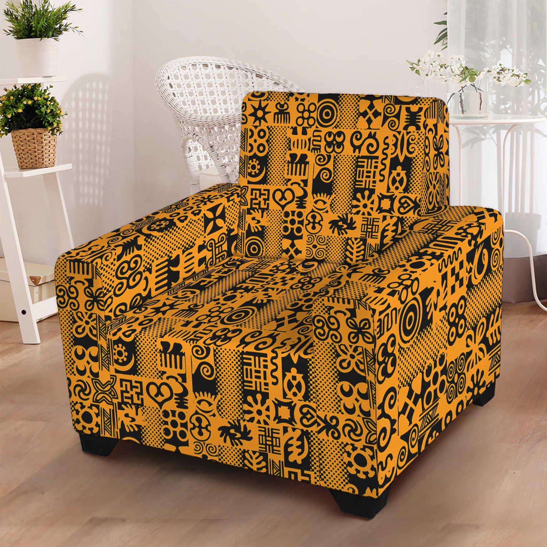 West African Adinkra Tribe Symbols Armchair Slipcover