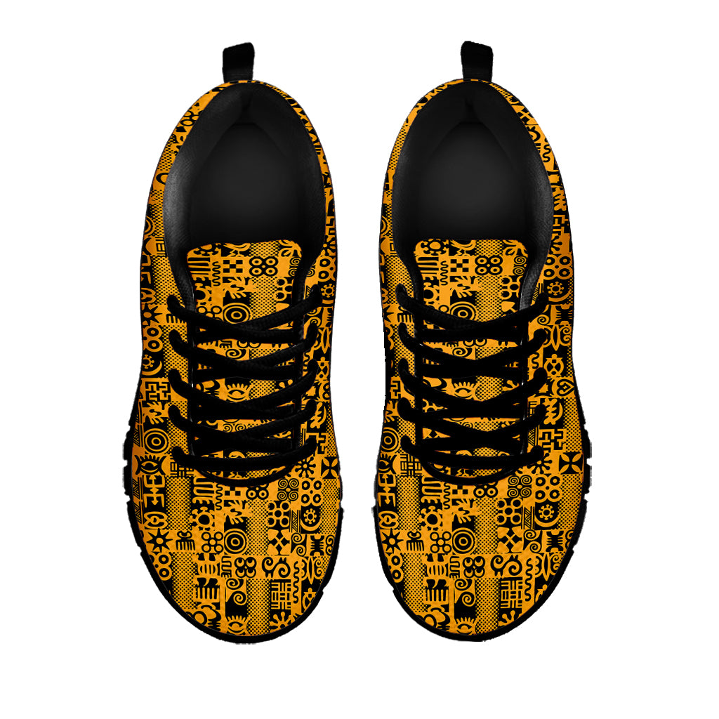 West African Adinkra Tribe Symbols Black Sneakers