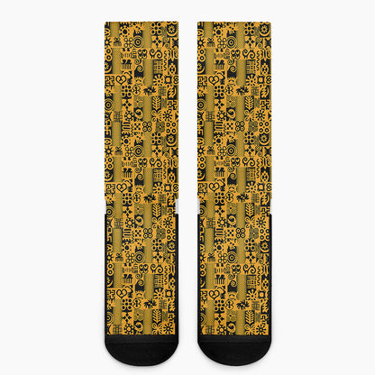 West African Adinkra Tribe Symbols Crew Socks