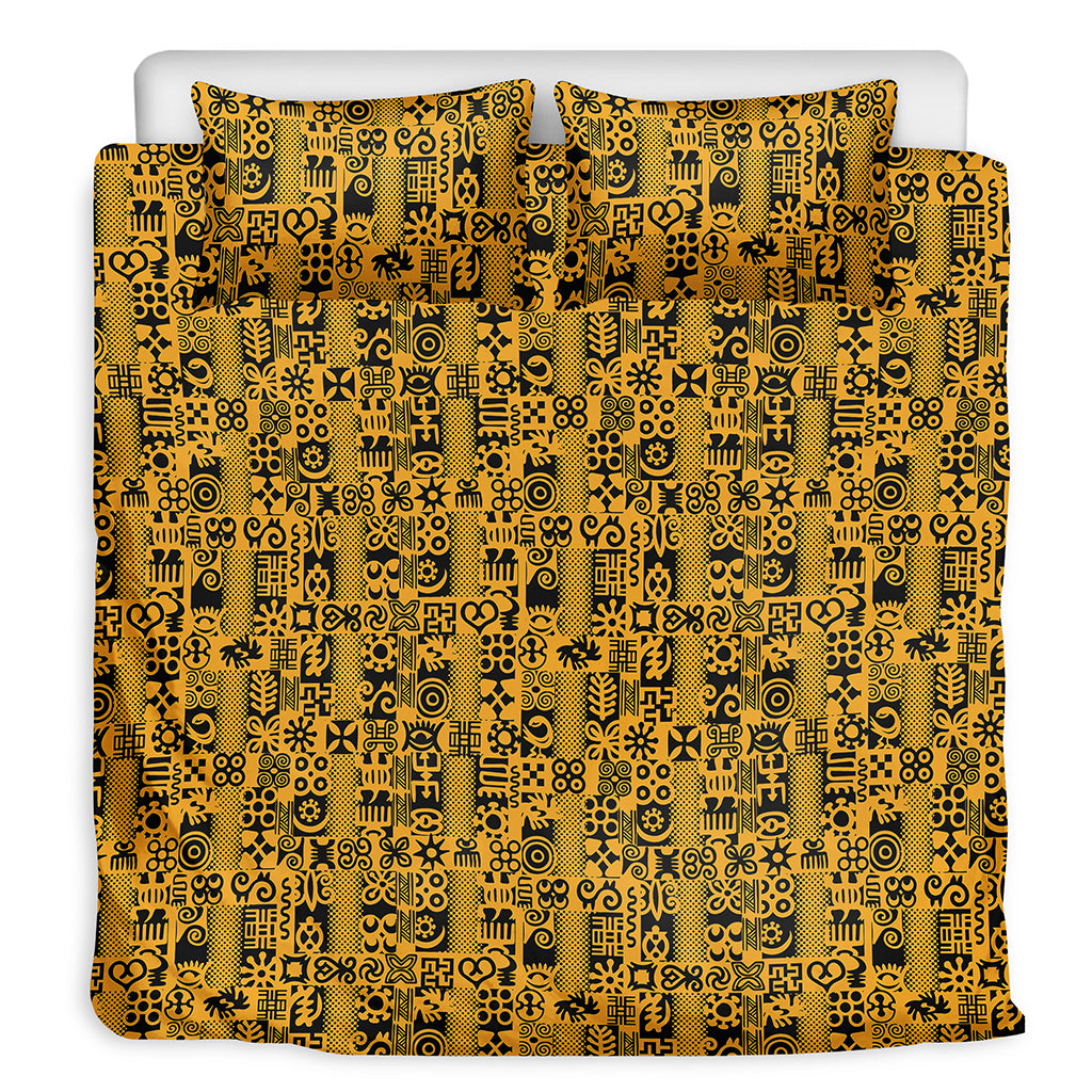 West African Adinkra Tribe Symbols Duvet Cover Bedding Set