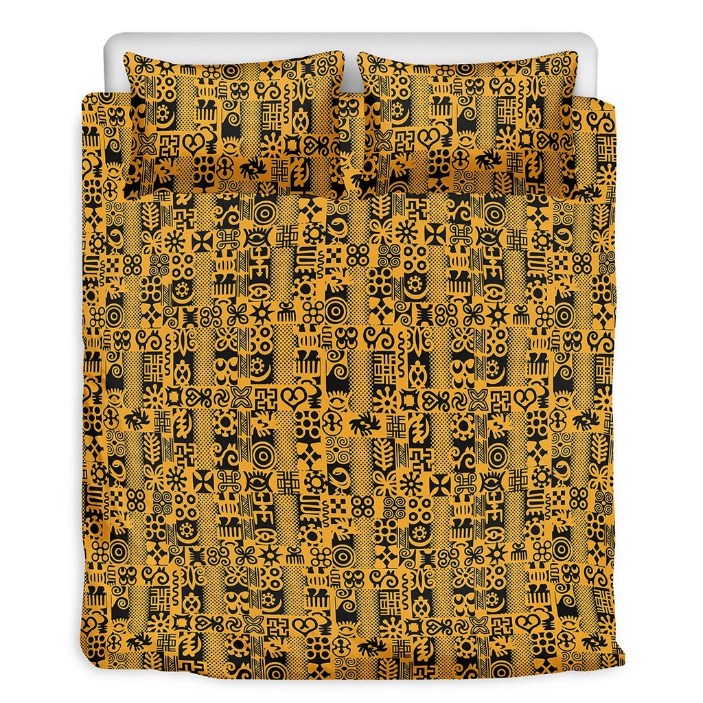 West African Adinkra Tribe Symbols Duvet Cover Bedding Set