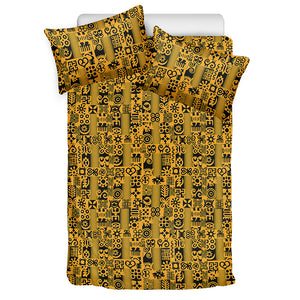 West African Adinkra Tribe Symbols Duvet Cover Bedding Set