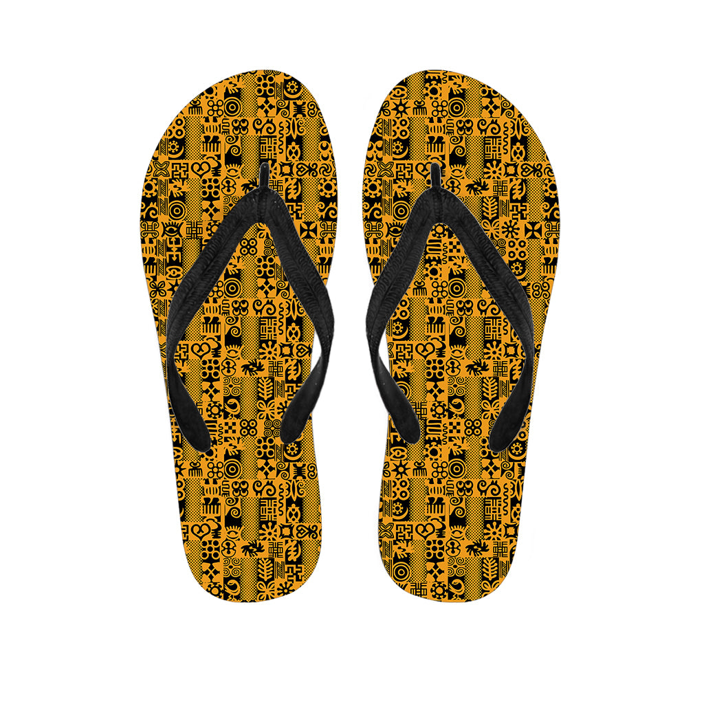 West African Adinkra Tribe Symbols Flip Flops