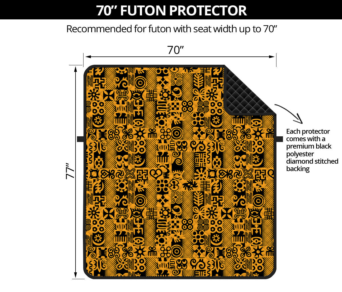 West African Adinkra Tribe Symbols Futon Protector