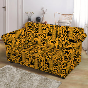 West African Adinkra Tribe Symbols Loveseat Slipcover