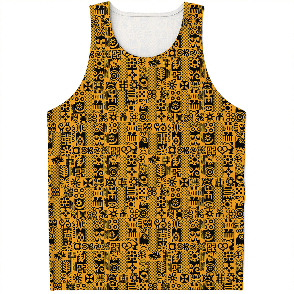 West African Adinkra Tribe Symbols Men's Tank Top