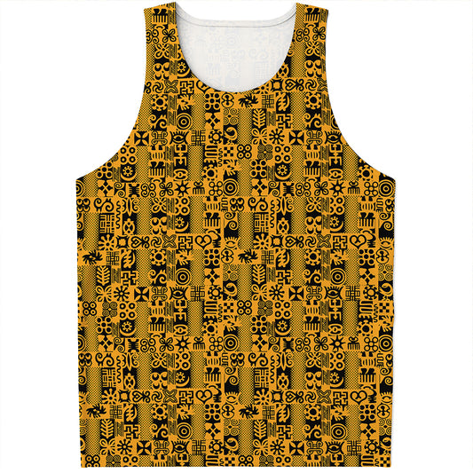 West African Adinkra Tribe Symbols Men's Tank Top
