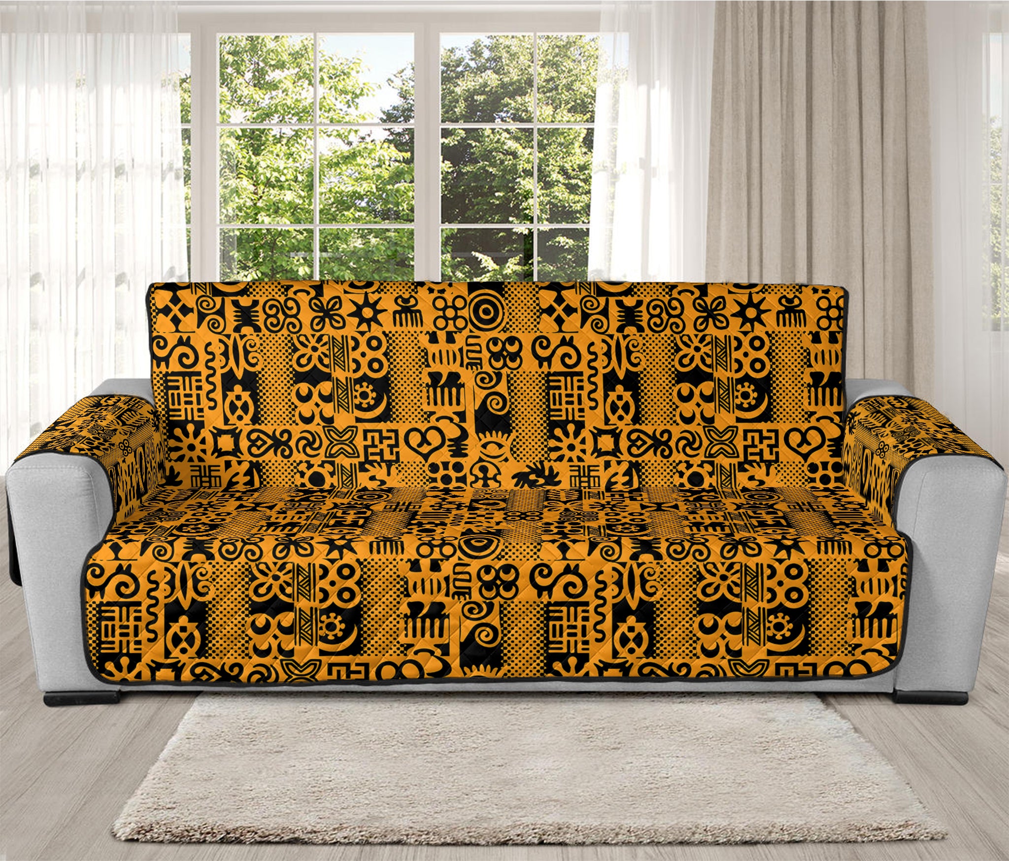 West African Adinkra Tribe Symbols Oversized Sofa Protector