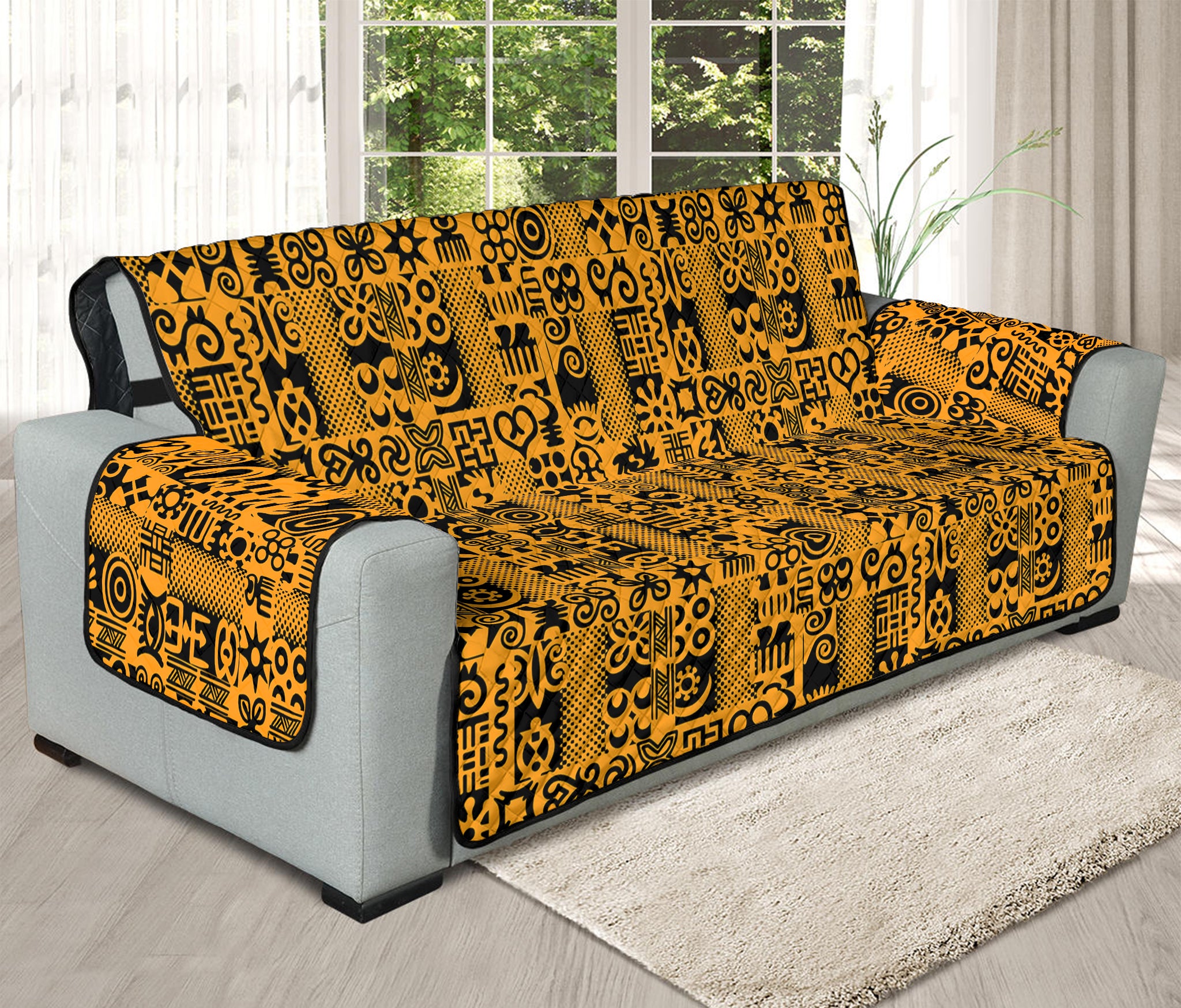 West African Adinkra Tribe Symbols Oversized Sofa Protector