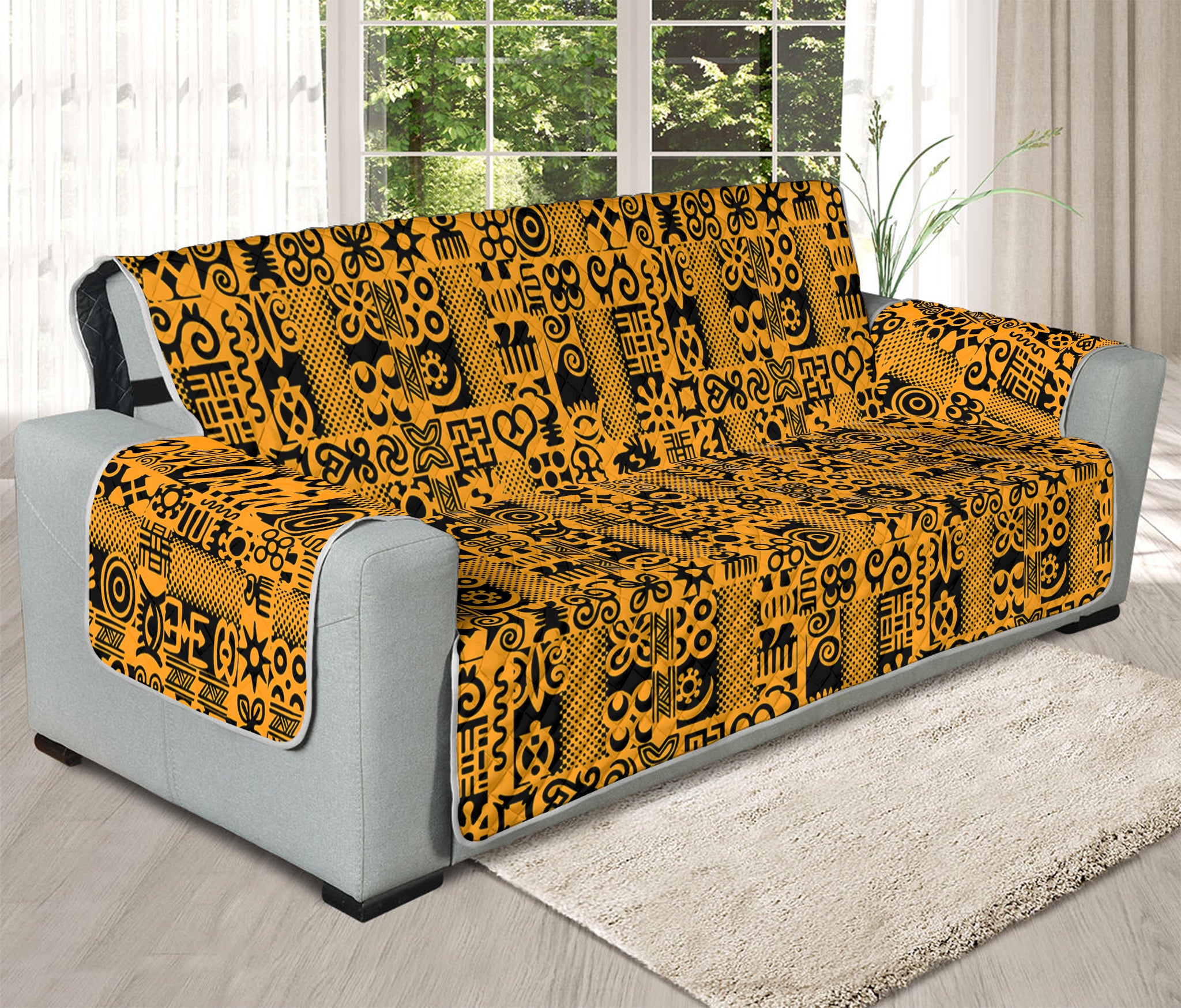 West African Adinkra Tribe Symbols Oversized Sofa Protector