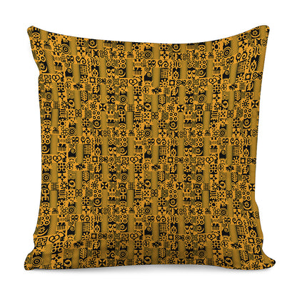 West African Adinkra Tribe Symbols Pillow Cover