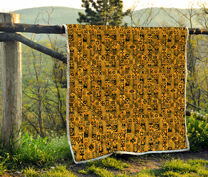 West African Adinkra Tribe Symbols Quilt