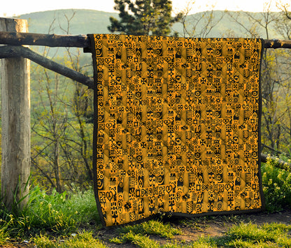 West African Adinkra Tribe Symbols Quilt