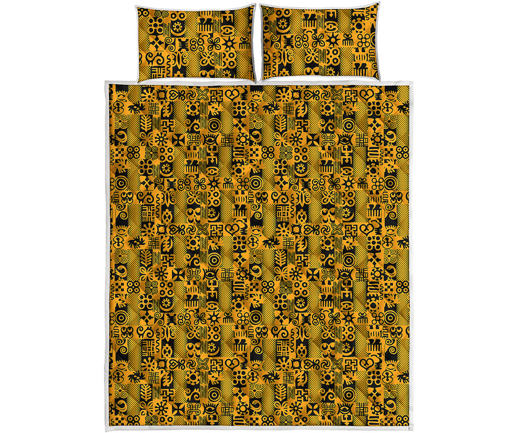 West African Adinkra Tribe Symbols Quilt Bed Set