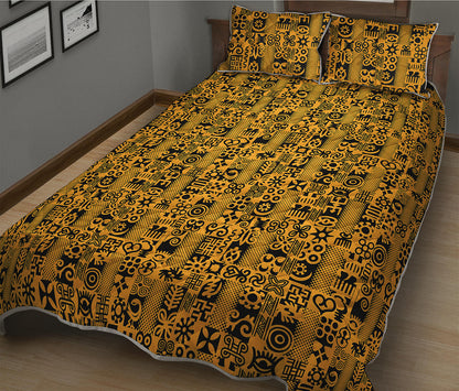 West African Adinkra Tribe Symbols Quilt Bed Set