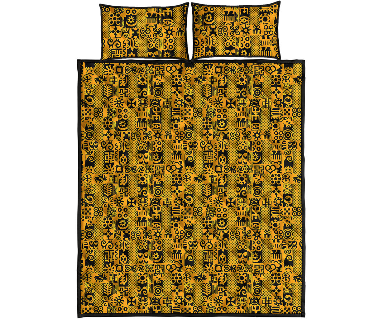 West African Adinkra Tribe Symbols Quilt Bed Set