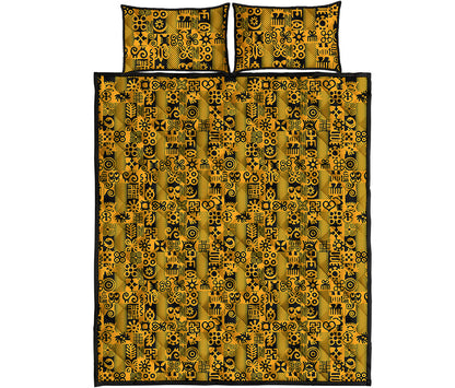 West African Adinkra Tribe Symbols Quilt Bed Set
