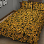 West African Adinkra Tribe Symbols Quilt Bed Set