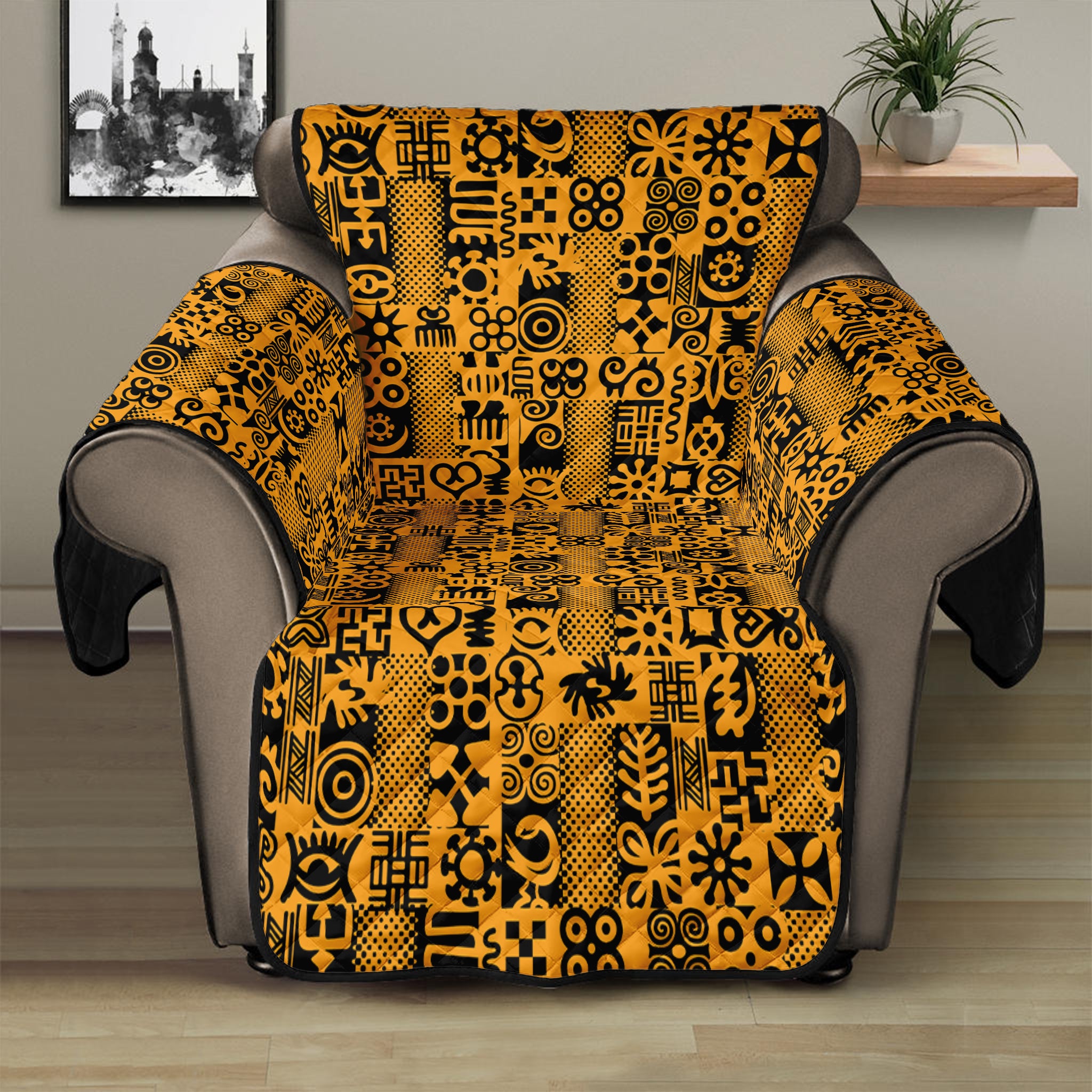 West African Adinkra Tribe Symbols Recliner Protector