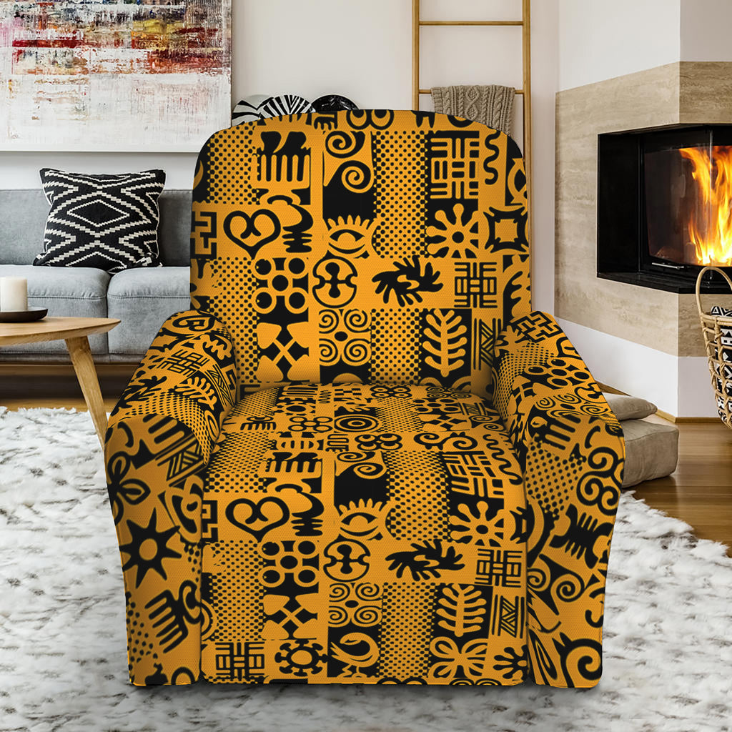 West African Adinkra Tribe Symbols Recliner Slipcover