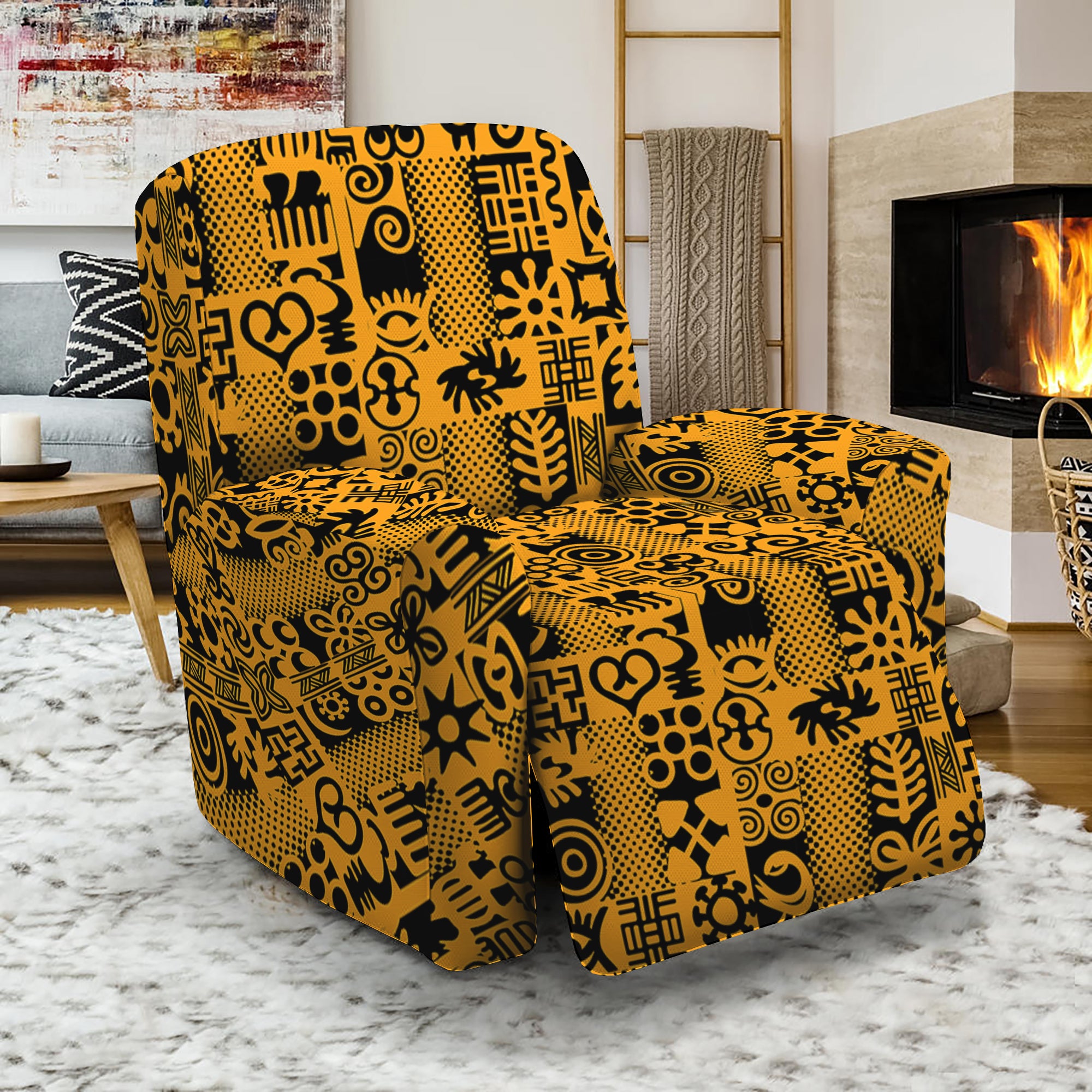 West African Adinkra Tribe Symbols Recliner Slipcover