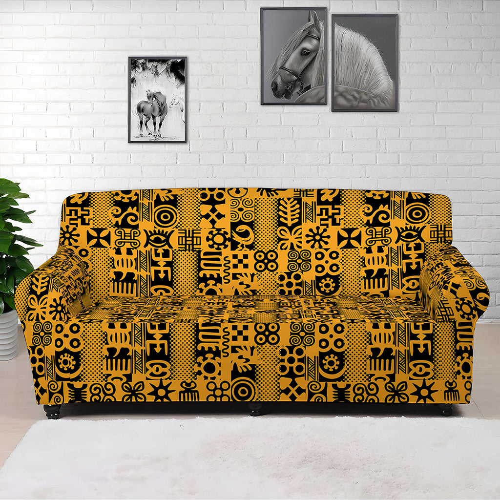 West African Adinkra Tribe Symbols Sofa Cover
