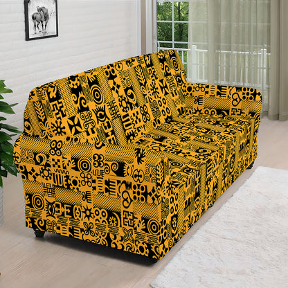 West African Adinkra Tribe Symbols Sofa Cover